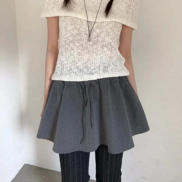 Strap Shirred Balloon Mini Skirt