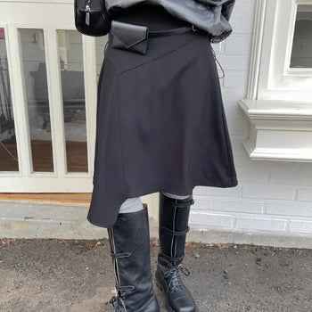 Satomi Asymmetrical Flare Midi Skirt