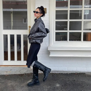Glossy Nylon Windbreaker Coated Jumper