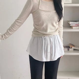 Elastic Waist Ribbon Layered Mini Wrap Skirt