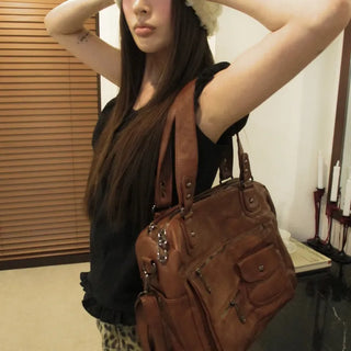 Leather Big Soft Two-Way Bag (2 colors)
