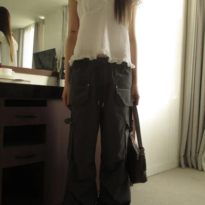 Y2K Elastic Waist Cargo Pants (3 colors)