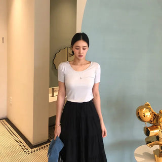 Ber U-neck Ribbed Short Sleeve T-shirt