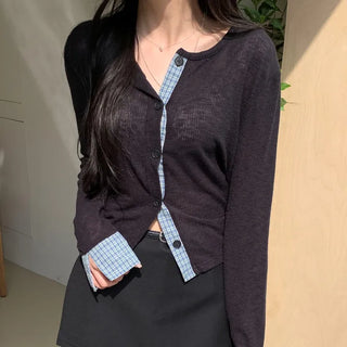 Sesmic Check Mix Sheer Cardigan