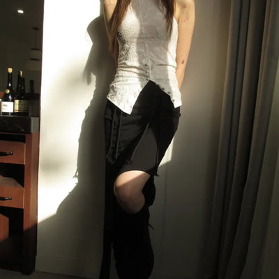 Shirred Asymmetrical Long Skirt (2 colors)