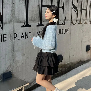 Bio Tiered Frill Elastic Mini Skirt