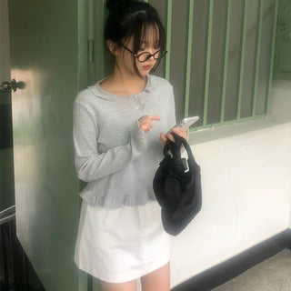 Bona Frill Dot Tee Frill Collar Tee/Dot Collar/Long Sleeve Collar Tee/Round Collar
