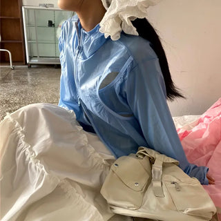 Glossy Slit Nylon Windbreaker