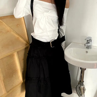 Black Eye Same Day  Capri Camo Military Plain Tiered Long Skirt