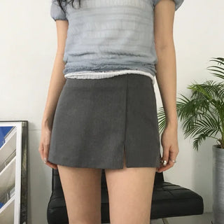 Slit mini skirt pants