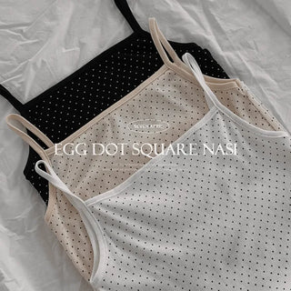 Domestic  Egg Dot Basic Square Strap Sleeveless Top