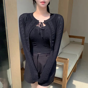 Dear Cozy Punched Lace Cardigan