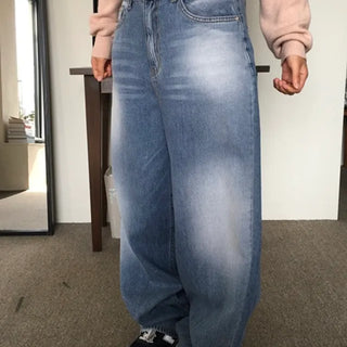 Loose buckle wide denim