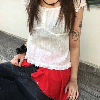 Pied Frill Blouse