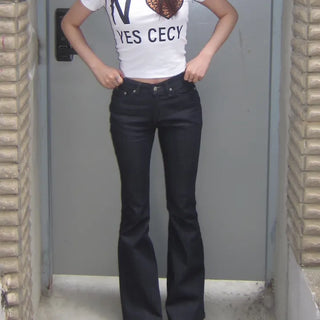 Blair Low Waisted Boot Cut Pants Non-Faded Low-Rise Denim Bootcut
