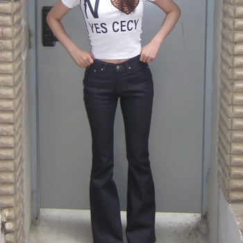 Blair Low Waisted Boot Cut Pants Non-Faded Low-Rise Denim Bootcut