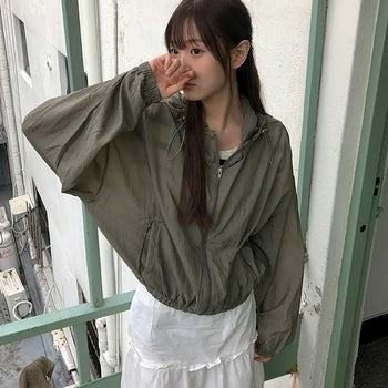 So Cool Wind See-through Jumper Hooded Jumper/String Jumper/String/Windbreaker/Windbreaker/Transitional Hooded Jumper/ Sal-Ant Item/Vacation Look/Resort