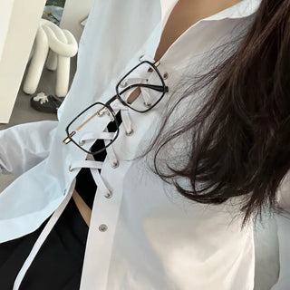 Eyelet Wrap Oversized Shirt