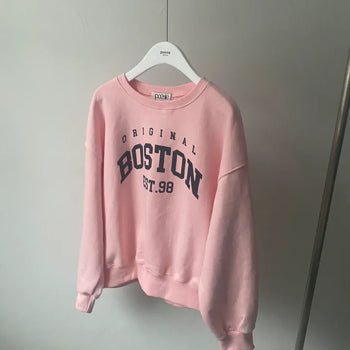 Boston Lettering Loose Fit Sweatshirt