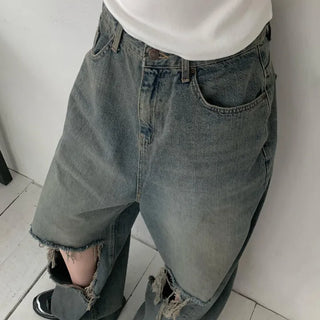 [Unisex] Big Mega Wide Damaged Ripped Denim Pants