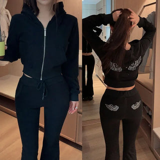 Diner Terry Hotfix Crop Zip-up Hoodie