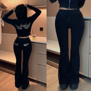 Diner Terry Hotfix Elastic Bootcut Pants