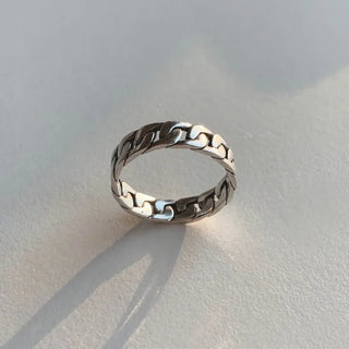 Oxidized Bold Chain Silver Ring 4.5mm