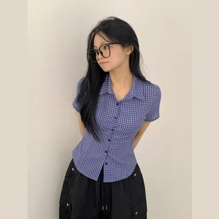 Pintuck Lines Create an Even Slimmer Fit, Pintuck Collar Solid Check Slim Fit Short Sleeve Shirt
