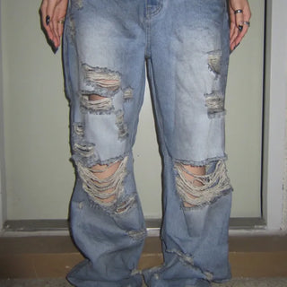 DRAKE DAMAGED JEAN Vintage Ripped Jeans Damaged Jeans Wide Semi-Wide