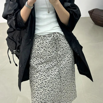 STRING leopard silk skirt
