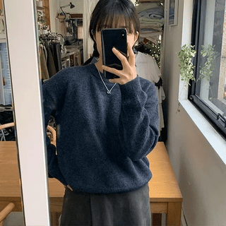 Tofu Basic Lambswool Cashmere Round Knit