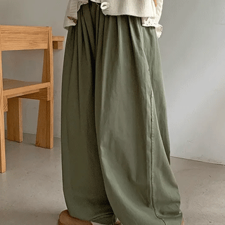 Takimi Elastic Waist Wide Balloon Cotton Pants