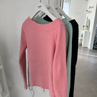 Sobi Asymmetrical Off-Shoulder Long Sleeve Slim Knit