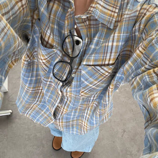 Lake Blue Check Oversized Shirt
