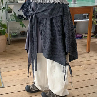 Ito Check Wrap Layered Skirt