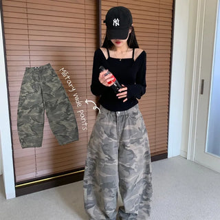 [S/S Season] Camo Balloon Fit Hip Wide Long Pants