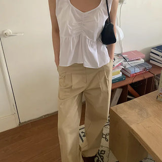 Roble Shirred Sleeveless Sleeveless Blouse