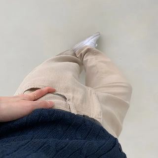 Long wide straight thin cotton denim