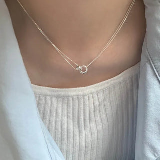 Cross Double Round Pendant Layered Two-Strand Necklace