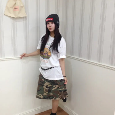 Camo Pocket Cargo Midi Skirt