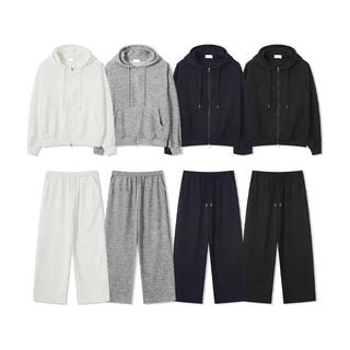 Unisex Ribbed Zip-up Hoodie & Pants Set