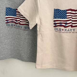 American Flag Print Crop Cotton Short Sleeve T-shirt