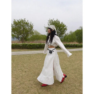 Cake slit maxi tiered skirt