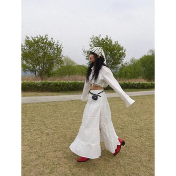 Cake slit maxi tiered skirt