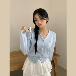 Cute Avant-garde Fit, Soft Daily V-neck Pendant Avant-garde Delicate Fit Long Sleeve Knit Cardigan