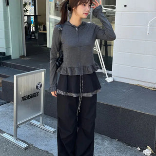 Check Frill Layered Pants 2 colors