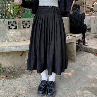 Lottie Nylon Free Wrap Pleated Skirt High-Waisted Strap Ribbon Maxi Long Plus Size Skirt