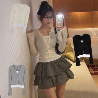 Yudio layered color block T-shirt