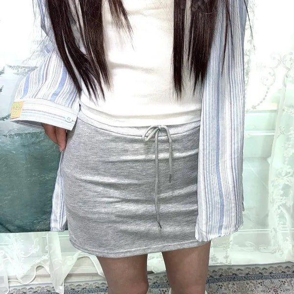 Daily Simple Sweatskirt  Mini Skirt Essential Skirt Built-in Shorts Low-Rise Elastic Waist Tracksuit Training Skirt Cotton Skirt Y2K Spandex Slim Fit Delicate Fit