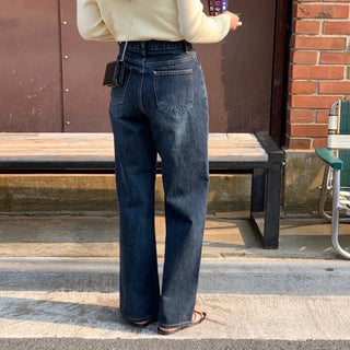 Rika Semi-Wide Straight Denim Pants